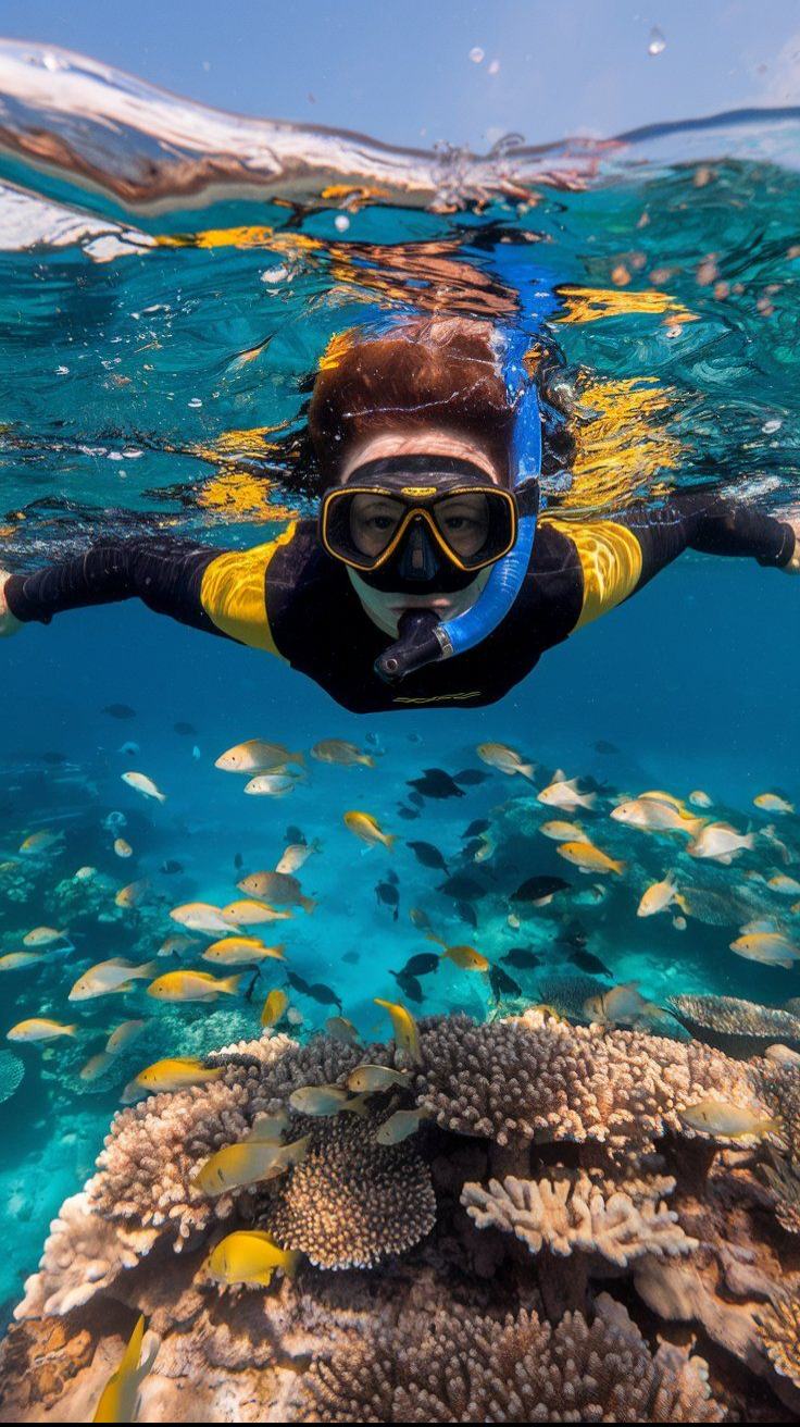 Snorkeling with colorful marine life